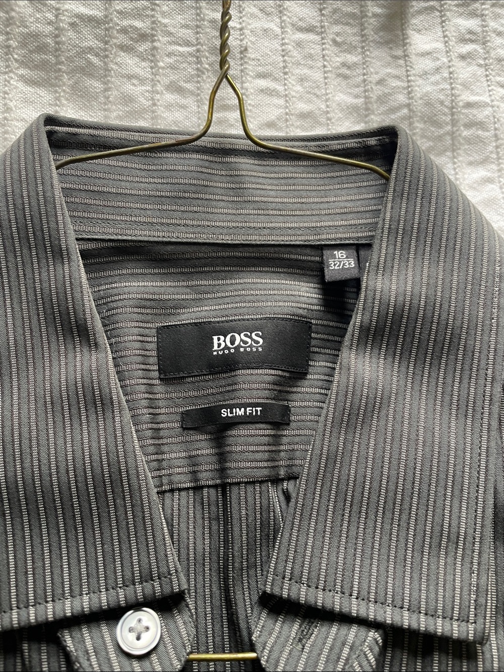 Hugo Boss Slim Fit Gray Pinstripe button up slim fit